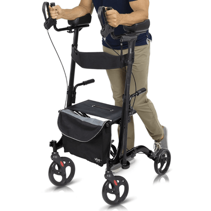 Vive Health Upright Rollator - Walker with Foldable Transport Seat