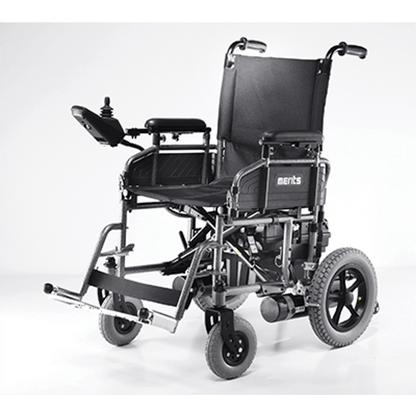 Merits Travel Ease P101 Long Distance Lightweight Folding Power Wheelchair  - 300 Lbs Weight Capacity, w/ Anti Flat Tires