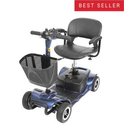 Vive Health Lightweight 4 Wheel Folding Mobility Scooter - Long Distance, Comfort Swivel Seat, w/ Anti-Flat Tires For Seniors