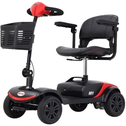 Metro Mobility M1 Lite 4-Wheel Foldable Lightweight Mobility Scooter - Comfort Swivel Seat, Long Range w/ Flat Free Tires For Seniors