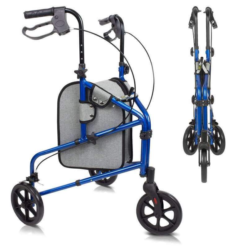 Vive Health 3 Wheel Walker Rollator - Lightweight Folding w/ Adjustable Handles