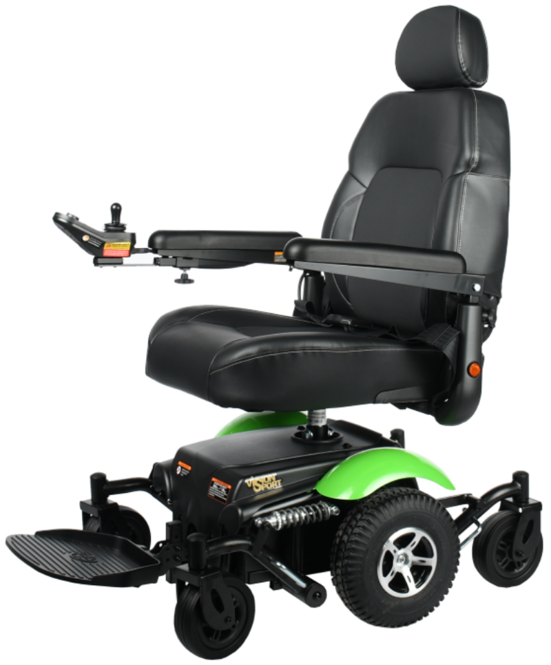 Merits P326A Vision Sport Folding Power Wheelchair - up to 135° Recline, Supports 300lbs